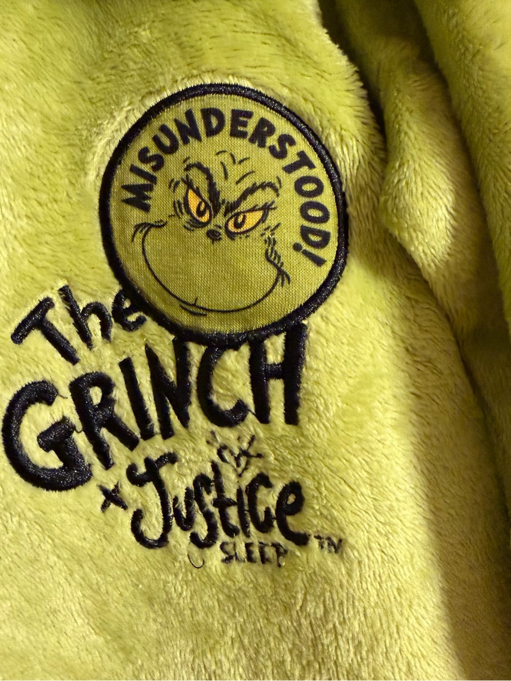 Justice Grinch Plush Hooded Pajamas/jumpsuit Girls M (10)